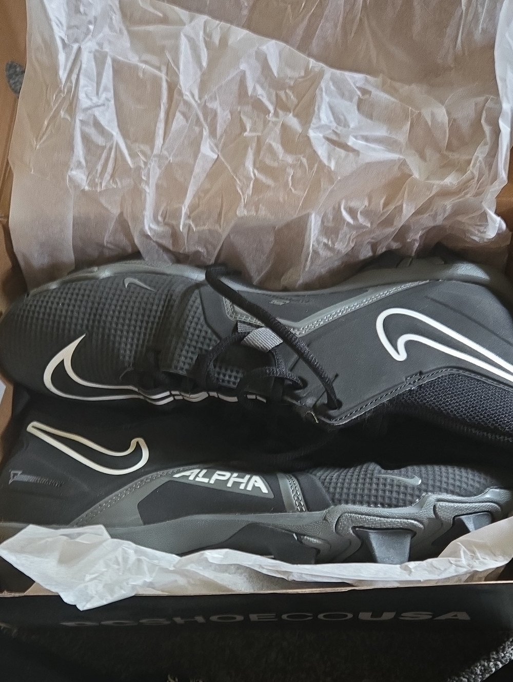 Nike Men's Black and White Alpha Athletic Cleats